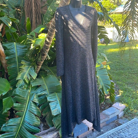 DKNY silver metallic asymmetric dress - Picture 3 of 8